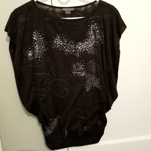 Armani Exchange black cotton top with sequins S